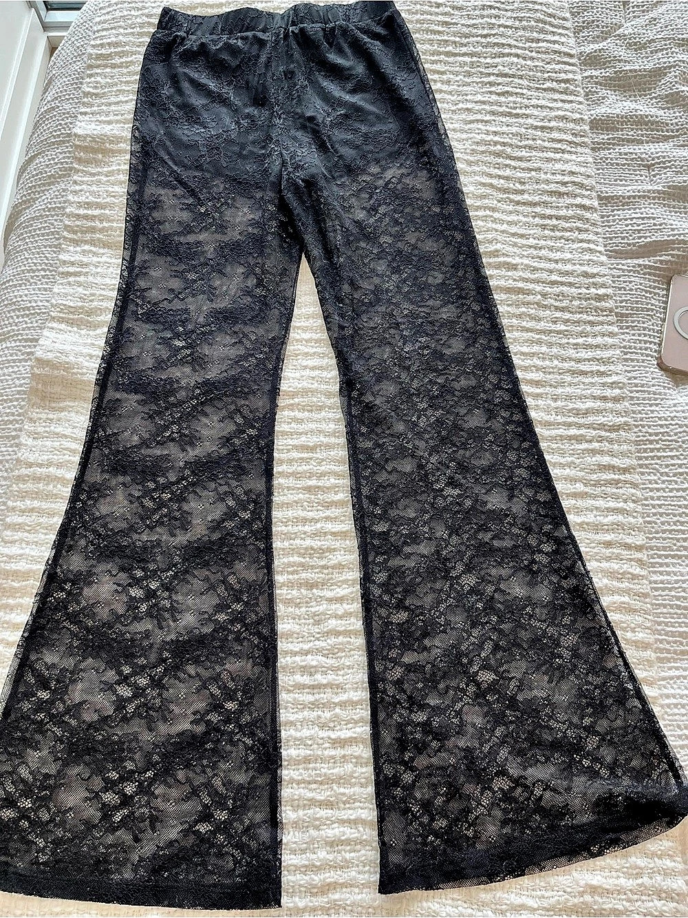 Free People Black Lace Wide Leg Pants Size Medium Like New